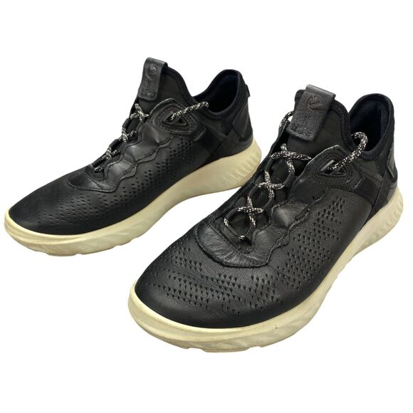 ECCO ST.1 Lite Athletic Sneakers Womens Size 8 Black Perforated Leather Lace Up - Picture 15 of 15